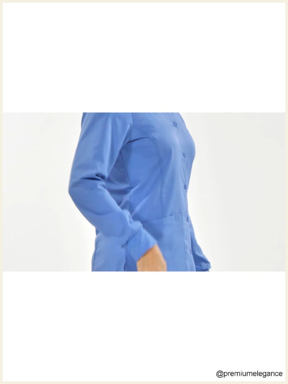 Womens Snap Front Scrub Jacket 2-Way Stretch Uniform Medical Coat - Picture 6 of 6